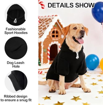 EXPAWLORER Dog Hoodies for Small Medium Large Dogs,Christmas Theme Black L - Image 3