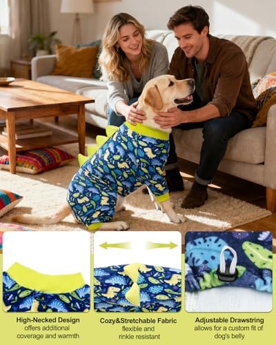 CuteBone Dinosaur Costume Dog Pajamas, Stretchy Spandex Crystal Velvet Sleepwear Coat for Small Dogs, Soft & Warm Pet Outfit Clothes for Cold Weather, Cozy Pullover Design COSP10-4XL - Image 3