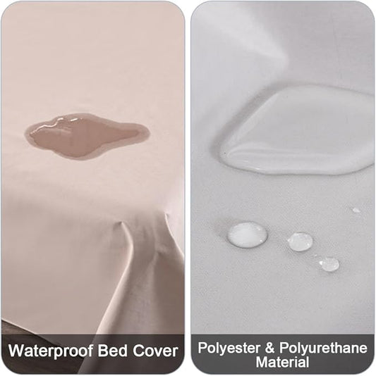 DUJUIKE Waterproof Bed Cover for Dog and Cats,Pet Hair Resistant Bed Sheet Cover, Protective Bed Liner Cover with 100% Waterproof Breathable Thin Fabric (Queen 78 * 90 inch, Camel)