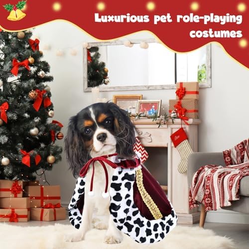 Dog Costumes for Large Dogs Fur Velvet Cat Cape Pet Cloak Halloween Christmas Prince Princess Cosplay Clothes (Red, Large) - Image 2