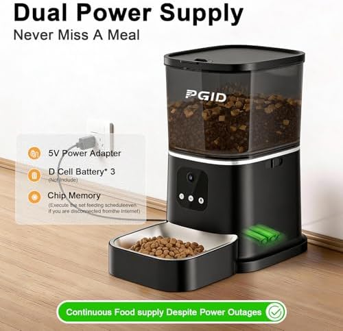 Automatic Cat Feeder with 4K Camera,2.4G Auto Dog Feeder w Night Vision,Pet Feeder w2-Way Audio,Timed Cat Feeders for Dry Food,Dogs Food Dispenser w APP Control 5L