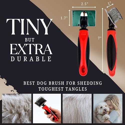 Tiny Slicker Brush for Dogs - Protected Pins for Extra Comfort - 1 inch Pins for Easy Detangling for Long Hair Dog, Cats, Doodle, Goldendoodle - Image 6