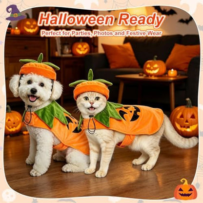 BEAUTYZOO Halloween Dog Pumpkin Costume, 2PCS Dog Halloween Costumes Cape,S - Image 7