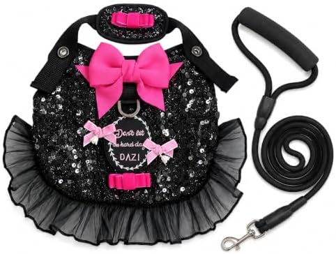 Sequin Dog Costume Harness Dress with Leash, Pet Outfit XS by MengMengDaDogSweater