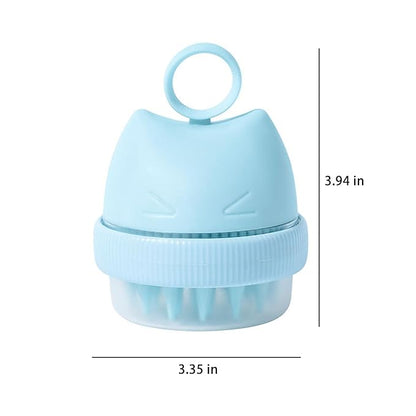 Silicone Cat Bath Brush – Pet Bathing Tool with Integrated Shampoo Dispenser, Soft Massage Brush for Cats & Small Pets, Hygienic and Durable Grooming Solutions (Blue)