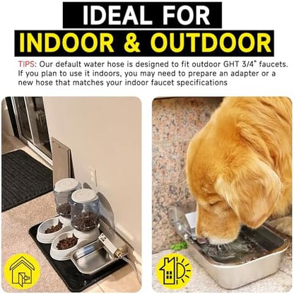 Automatic Water Dispenser for Dogs, 3L /101 oz 304 Stainless Steel Dog Water Feeder, Auto-Fill Large Waterer for Pets & Livestock, Outdoor Dog Water Bowl, Wide Mouth, Anti-tip, Easy to Clean