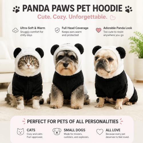 Adorable Plush Panda Pet Costume - Soft & Warm with Removable Pom-Pom Tail – Perfect for Easter, Halloween, and Everyday Wear - Image 2