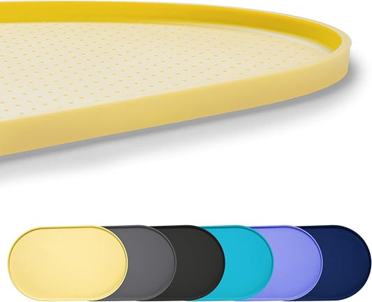 100% Waterproof 0.5" Raised Edge BPA Free Silicone Dog Food Mat, Pet Cat Feeding Mats Contain Spills Protects Floors, Placemats for Cats and Dogs Water Bowl Dishwasher. (Large/XL, Yellow)