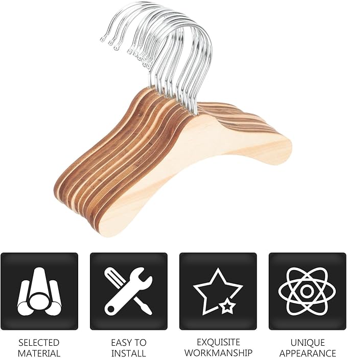 Wooden Pet Hangers for Small Dogs and Cats, 6.3 Inch Solid Wood Daily Clothes Hangers, Portable Household Pet Accessory for Dog and Cat Clothing Storage