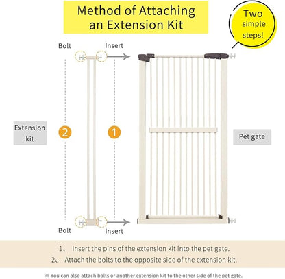 Lumizone Extra Tall Pet Gate 55.12" High Pressure Mounted 4.13" Wide Extension kit 1.37" Gap (Cream White, 55.12" H x 4.13" W, Extension)