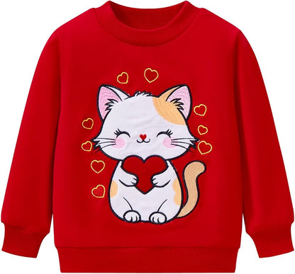 Toddler Baby Girls Cotton Sweater, Long Sleeve Crewneck Sweatshirt Pullover Kids Warm Clothing for Fall Winter
