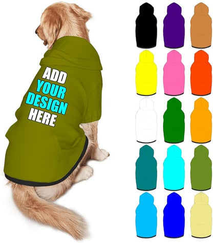 Custom Dog Hoodie Personalized Photo Text Logo Name Dog Clothes, Soft & Warm for Puppy Sweatshirt Hooded for Small Medium Large Dogs Girl/Boy Cats/Kitten, Olive, S