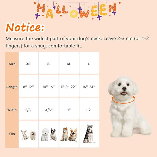 Halloween Dog Collars, Fall Dog Collar for Dogs, Fun Multi-Color Pumpkin Dog Collars for Extra Small Dogs, Adjustable Cotton Small Dog Collar Puppy Collar for Halloween & Thanksgiving