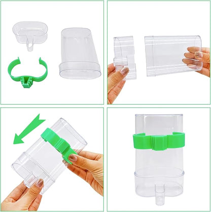 Hamiledyi Parakeet Water Dispenser 4pcs Automatic Bird Water Dispenser Transparent Container Cage Accessories Automatic Feeding for Finch Lovebird Canary Small Birds