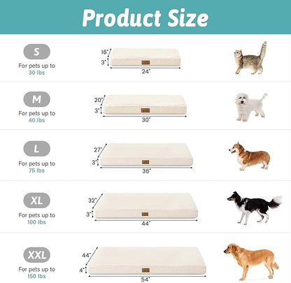 Dog Bed for Extra Large Dogs, Rectangular XL Orthopedic Dog Beds, Foam Anti-Slip Bottom Pet Mat with Washable Removable Cover, Suitable for Pet Up to 100 lbs, 44x32x3 inch, Bed
