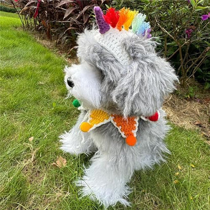 Cat Costume,Unicorn Dog Costume,Handmade Knitted Rainbow Dog Outfit,Cat Birthday Clothes,Pet Cloth for Cats and Small Sized Dogs, Party, Holiday, Daily Wear & Photos - Image 6