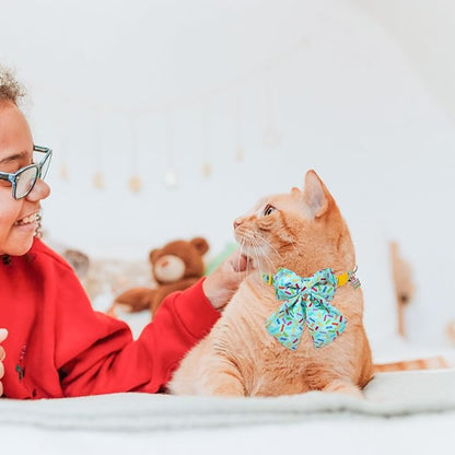 SCENEREAL Birthday Cat Collar with Bell & Stylish Bowtie, Breakaway Cat Collars Accessories for Boy Girl Small Cats, Holiday Kitten Gifts Costumes for Female Male Pets Puppy