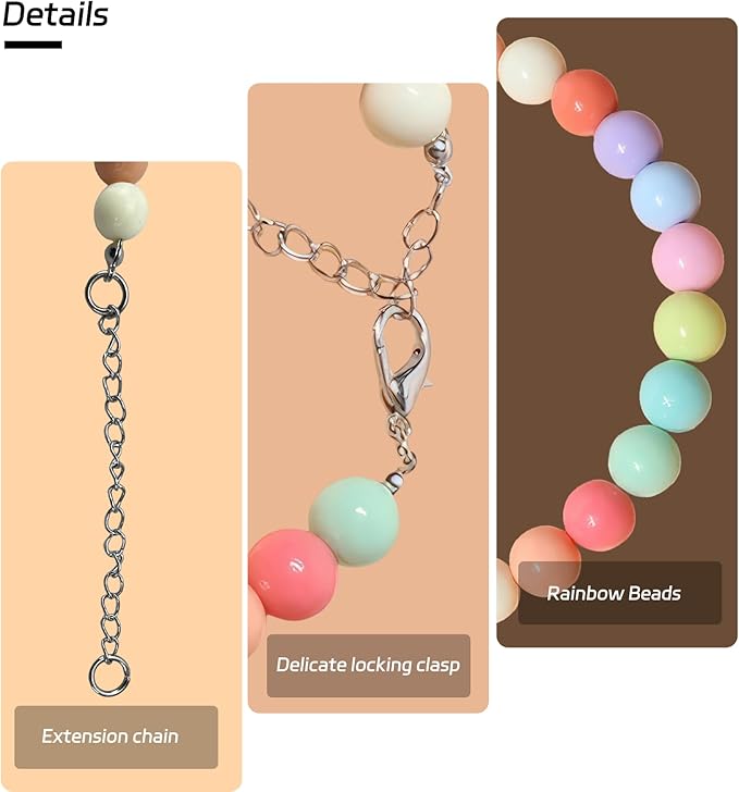 Hosiwei Dog and Cat Rainbow Beads Collar Necklace, Faux Pearls Necklace Pet Jewelry Colorful Candy Colors (Colorful, M(5.5lb-9.9lb))
