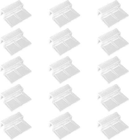 15 Pcs Rimless Aquarium Lid Clips for 7-8mm Glass, Clear Acrylic Aquarium Cover Support Clamps for Fish Tank Lid Holder, Plastic Tank Top Clips for Glass Canopy or Piscine Hoods and Covers
