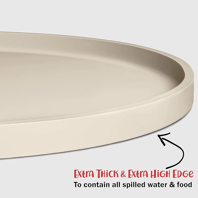 DogBuddy Dog Food Mat - Waterproof Dog Bowl Mat, Silicone Pet Mat for Food and Water Bowls, Nonslip Pet Feeding Mat with Edges, Dogs Food Mats for Floors, Puppy Supplies (White Sand)