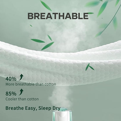 OhGeni 100% Waterproof Mattress Protector,Twin XL Size Mattress Soft Pad,Pet Hair & Bedwetting Resistant,Cooling Fitted Sheets,Washable Bed Cover,Non-Slip Deep Pocket,Noiseless for College Dorm Rooms