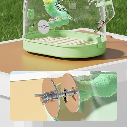 Versatile Birdcage for Travel Clear Bird Cage with Feeders and Bottom Grids for Outdoor Bird Carrying Observation Cage