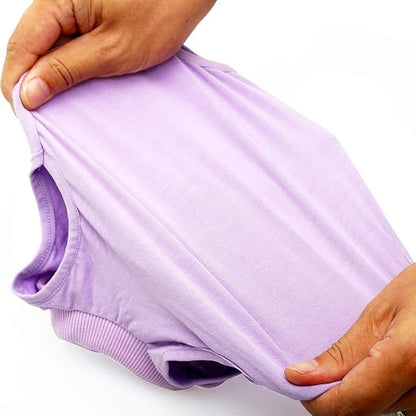 Cat Surgery Recovery Suit Cat Onesie for Cats After Surgery Spay Surgical Abdominal Wound Skin Diseases E-Collar Alternative Wear (Purple-L)
