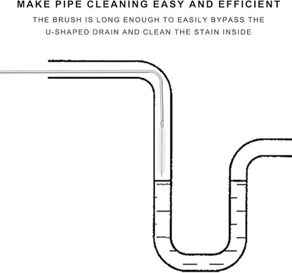 CiaraQ Bottle Cleaning Brushes, 8 Inch Nylon Tube Brush Set & A Flexible Long Drain Brush 60 inch, Cleaner for Narrow Neck Bottles Cups with Hook, Set of 11pcs, White
