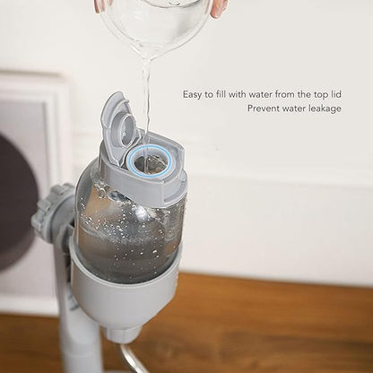 Pet Standing Water Dispenser, Multifunctional 2 in 1 Detachable Height Adjustable Pet Puppy Dog Kitten Bowl 500ml, Automatic Standing Water Feeder for Puppy Dwarf Dog Cat,Grey