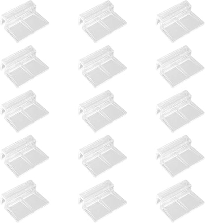 15 Pcs Rimless Aquarium Lid Clips for 5-6mm Glass, Clear Acrylic Aquarium Cover Support Clamps for Fish Tank Lid Holder, Plastic Tank Top Clips for Glass Canopy or Piscine Hoods and Covers