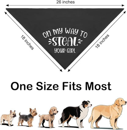 On My Way to Steal Your Girl Black Dog Bandana, Funny Pet Scarf Accessories for Gender Reveal, Dogs Scarf Classical Printing Decor, Christmas Birthday Gifts for Puppy Mom Dad Pet Owners