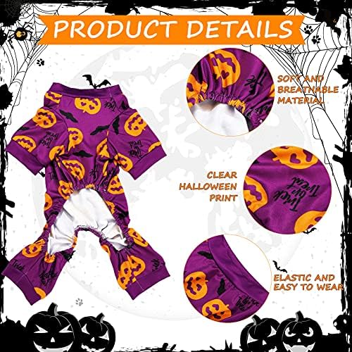 Weewooday 3 Pieces Dog Jumpsuit Skull Pumpkin Pet Pajamas Romper Puppy, L - Image 2