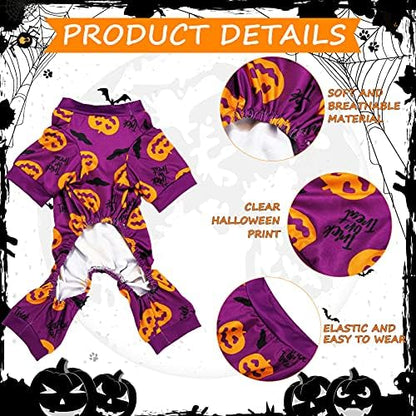 Weewooday 3 Pieces Dog Jumpsuit Skull Pumpkin Pet Pajamas Romper Puppy, L - Image 2