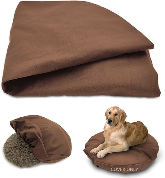 Dog Bed Cover Waterproof Replacement Machine Washable Covers for Dog Bed Heavy Duty Scratch Resistant Mattress Protector Pet Bed Round 30x30 Inch Cover Only Brown