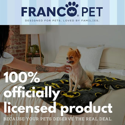 Franco Pet Batman DC Comics Bat Shield Logo Super Soft Cozy Waterproof Sherpa-Backed Blanket Throw for Small Dogs, Couch/Bed/Car, 30x40 (Officially Licensed Product)