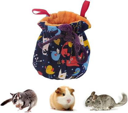 Dnoifne Sugar Glider Hanging Bed House, Sugar Glider Hamster Sleeping Pouch with Drawstring Design, Small Animals Hammock Cage Accessories, Cage Warm Sleep Bag for Squirrel Guinea Pig Birds Parrot