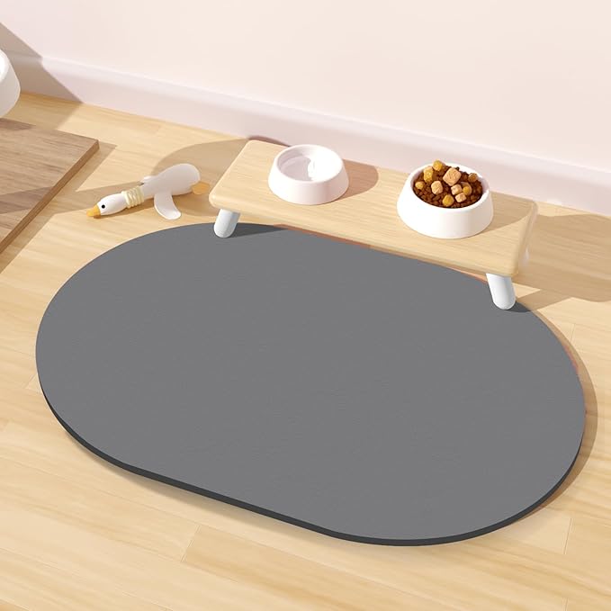 Cat Food Mat 24''x16'', Absorbent Cat Mats for Food and Water, Non-Slip Rubber Mat for Cats Bowls, Easy Store Pet Food Placemat, Mats for Under Cats Food Bowls, Fit with Kitchen, Living Room