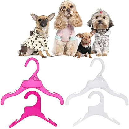 Pet Clothing Hanger, 10PCS Plastic Anti-Skid Dog Puppy Cat Clothes Clothing Rack for Small Animals (Pink, S