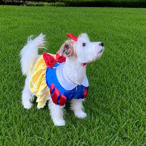 Classic Fairy Tale Princess Pet Halloween Costume, and Bow Headband - Small to Medium-Large Breed Funny Clothes Outfit Apparel (Medium) - Image 4