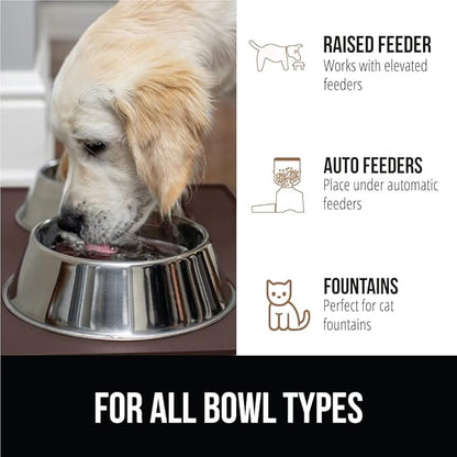 GORILLA GRIP 100% Waterproof Raised Edge BPA Free Silicone Pet Feeding Mat, Dog Cat Food Mats Contain Spills Protects Floors, Placemats for Cats and Dogs Water Bowl, Pets Accessories 18.5x11.5 Brown