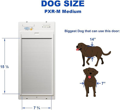 Power Pet Automatic ROLL UP Door by High Tech Pet Brand - Motorized Panel Rolls Up - Pet Operated - Remote App Control - 24/7 Exit & Entry Timers (Medium, Door Mount)