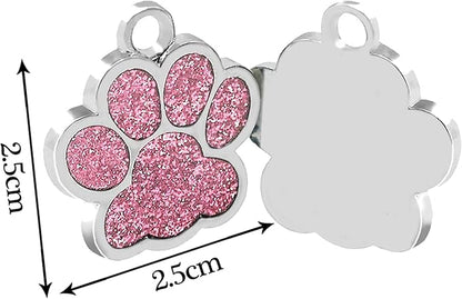 EDSG Cat Dog Tags Personalized for Pets, Dog Name Tags Cat Name ID Tag, Engraved Dog Tags Dog ID Tags Small Glitter Bling ID Tag Paw Print for Cat Pet Dog Puppy(Blue,Design 2)