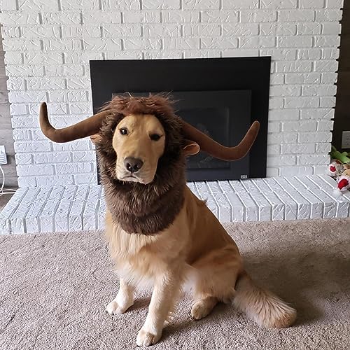 Onmygogo Funny Pet Reindeer Moose Costumes for Dog, Cute Furry Pet Wig for Halloween Christmas, Pet Clothing Accessories - Image 3