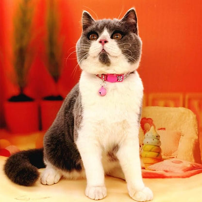 THAIN Basic Adjustable Cat Collar Bling Diamond Breakaway with Bell for Kitten Girl boy (Pink)