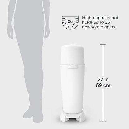 Diaper Genie Complete Pail (White) | Includes 3 Refills that hold up to 810 newborn-size diapers | Includes 1 Carbon Filter