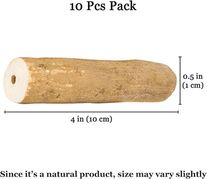 CoCoo Bark Sola Sticks with Skin for Parrots, Cockatiel Chew Forage Toy, Round Wood Foot Exercisers for Budgie, Conures, Beak, and Nails Groomer, Keeps Small Birds Calm, and Physically Fit, 10 Pcs