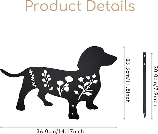Dog Garden Stake - Unique Gift for Dog Lovers, Black Metal Outdoor Decor, Durable Yard Art Statue (Dachshund)