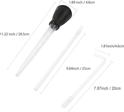 2 Set Manual Fish Tank Cleaning Tools with Extension Pipe and L Shaped Extension Pipe,30ml Aquarium Water Changer,28.9 Inches Siphon Dropper for Fish Bowl Waste Remover,Coral Feeder(Black)