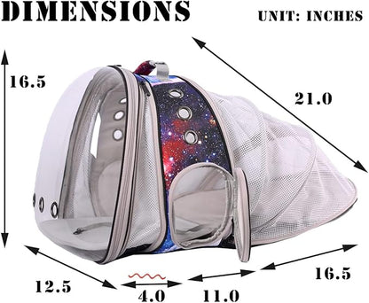 Galaxy Blue Dual Expandable Cat Backpack Carrier, Fit up to 20 lbs, Expandable Pet Carrier Backpack for Large Fat Cat and Small Puppy