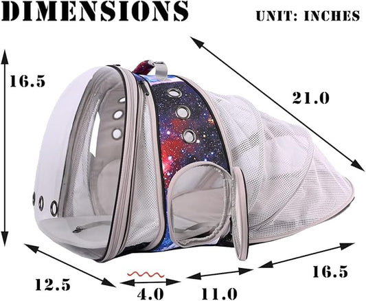 Galaxy Blue Dual Expandable Cat Backpack Carrier, Fit up to 20 lbs, Expandable Pet Carrier Backpack for Large Fat Cat and Small Puppy